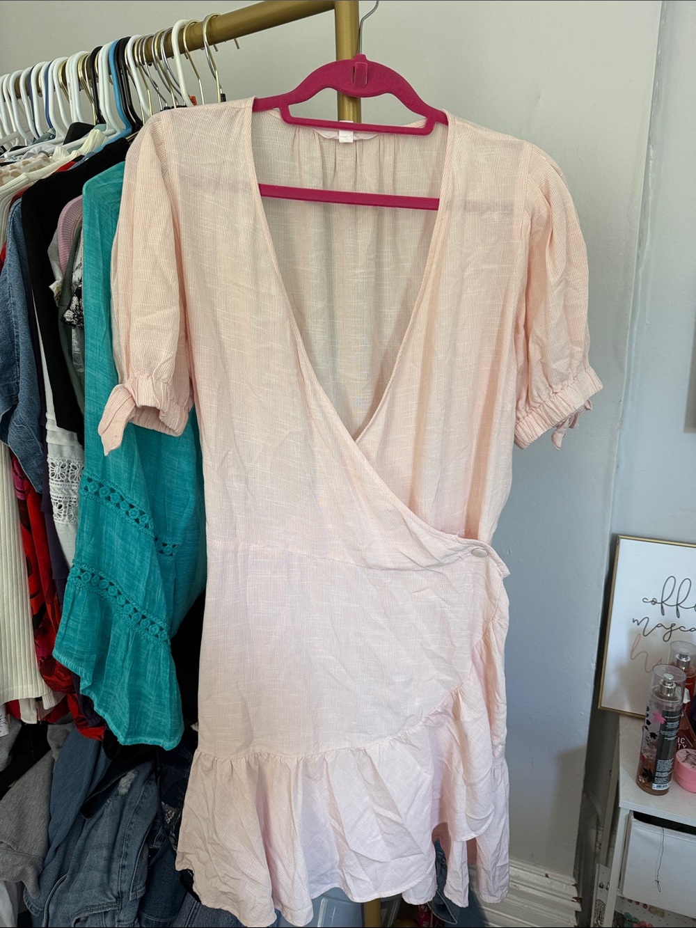 LC Lauren Conrad Light Pink Wrap Mini Dress